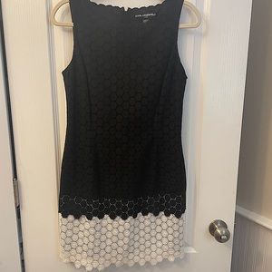 Karl Lagerfeld black & white eyelet sleeveless dress. Lovely detail. Never worn